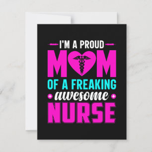 Nurse Gift I'm A Proud Mom Of Nurse Note Card