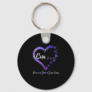 Nurse Gift Love CNA Peace Love Save Lives Keychain