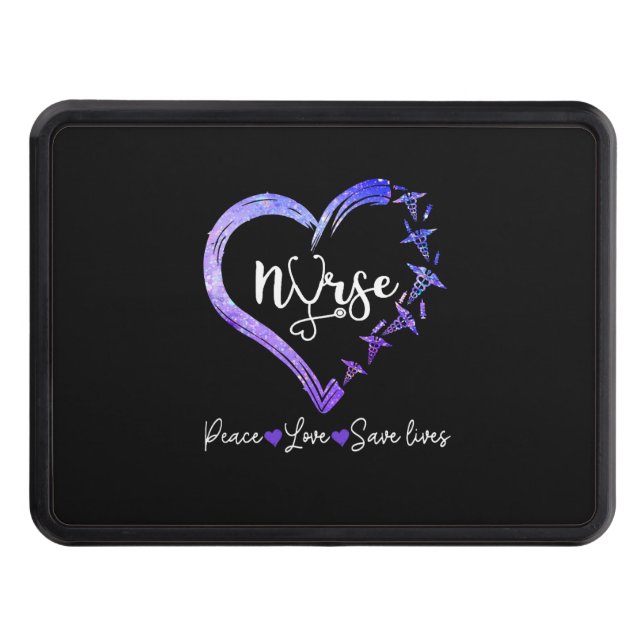 Nurse Gift | Love Nurse Peace Love Save Lives Hitch Cover (Front)