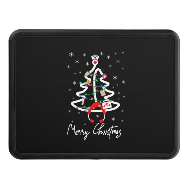 Nurse Gift | Merry Christmas Xmas Tree Nurse Hitch Cover (Front)