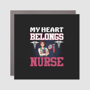 Nurse Gift My Heart Belongs Nurse Car Magnet