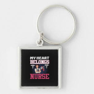 Nurse Gift My Heart Belongs Nurse Keychain