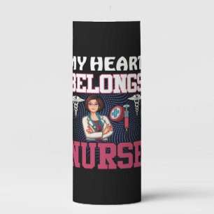 Nurse Gift   My Heart Belongs Nurse Pillar Candle