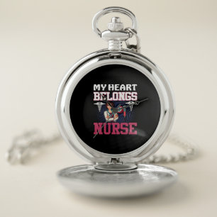 Nurse Gift   My Heart Belongs Nurse Pocket Watch