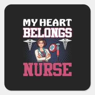 Nurse Gift   My Heart Belongs Nurse Square Sticker