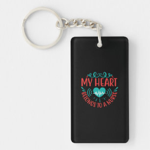 Nurse Gift   My Heart Belongs To A Nurse Keychain