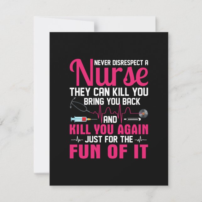 Nurse Gift Never Disrespect A Nurse Note Card (Front)