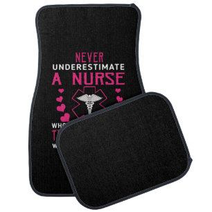 Nurse Gift Never Underestimate A Nurse Christ Car Floor Mat