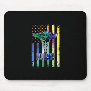 Nurse Gift Nurse American Flag Mouse Pad