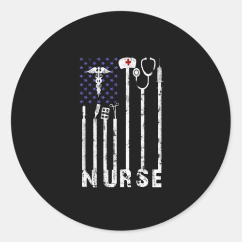 Nurse Gift  Nurse American Flag Nurse Lover Classic Round Sticker