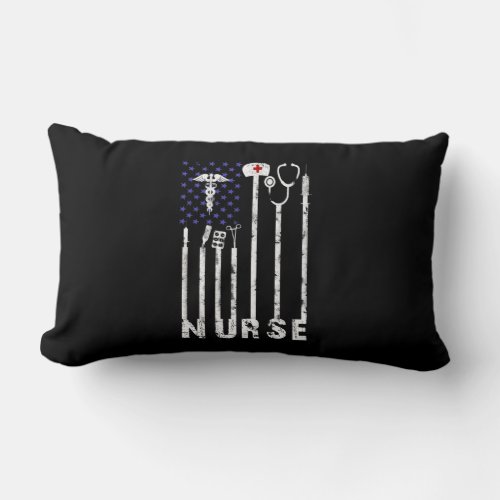 Nurse Gift  Nurse American Flag Nurse Lover Lumbar Pillow