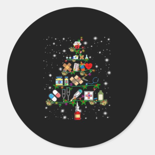 Nurse Gift  Nurse Apparatus Christmas Tree Classic Round Sticker