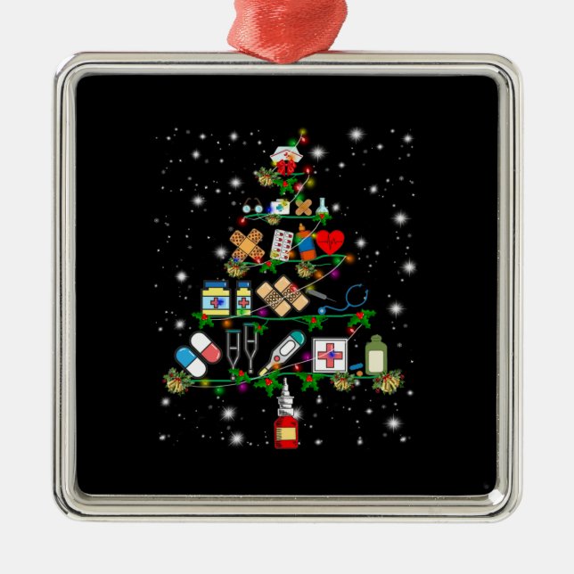 Nurse Gift | Nurse Apparatus Christmas Tree Metal Ornament (Front)