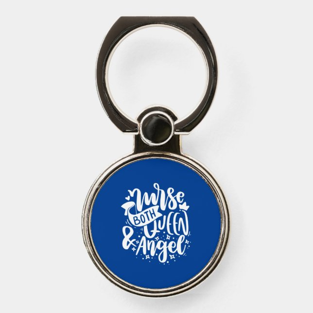 Nurse Gift | Nurse Both Queen And Angels Phone Ring Stand (Front)