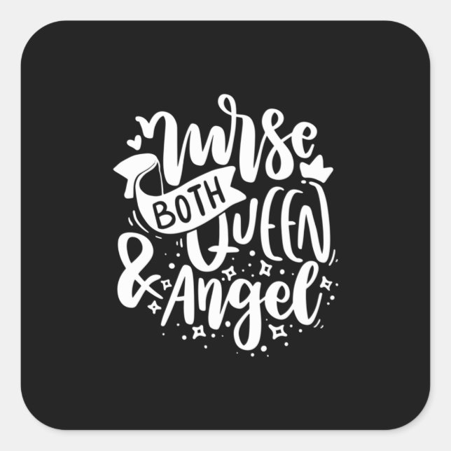 Nurse Gift | Nurse Both Queen And Angels Square Sticker (Front)