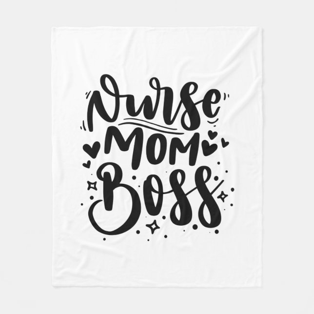 Nurse Gift Nurse Mom Boss Fleece Blanket (Front)