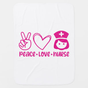 Nurse Gift Peace Love Nurse Baby Blanket