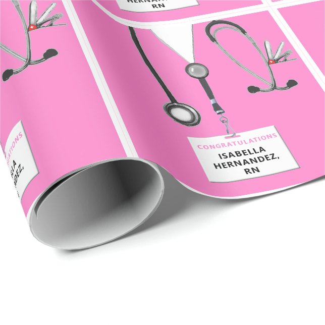 Nurse Gift Pink Wrapping Paper (Roll Corner)