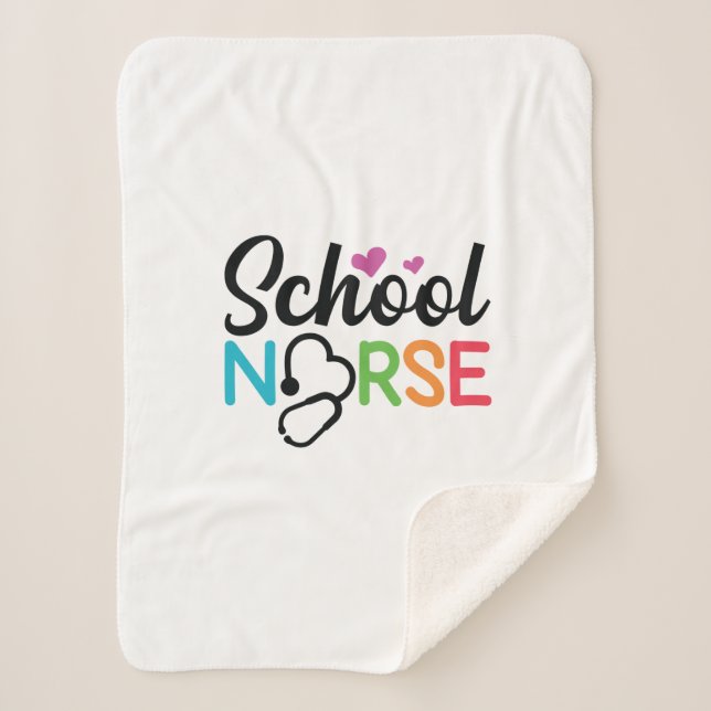 Nurse Gift School Nurse Sherpa Blanket (Front)