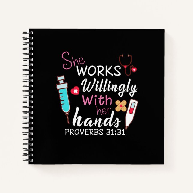 Nurse Gift | She Works Willingly Apparatus Nurse Notebook (Front)
