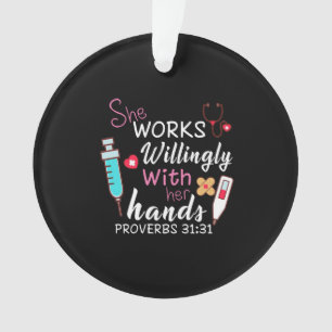 Nurse Gift She Works Willingly Apparatus Nurse Ornament