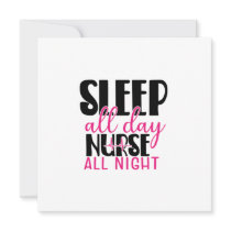 Nurse Gift Sleep All Day Nurse All Night Holiday Card