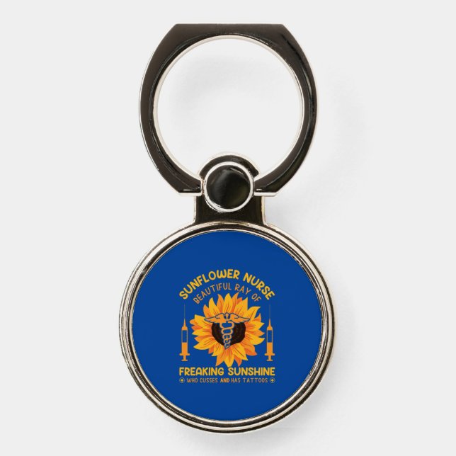 Nurse Gift | Sunflower Nurse Beautiful Phone Ring Stand (Front)