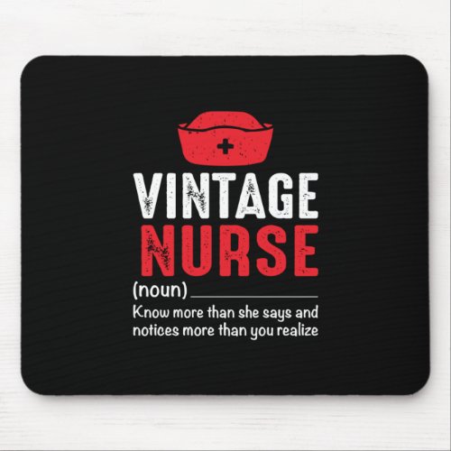 Nurse Gift  Vintage Nurse Noun Mouse Pad