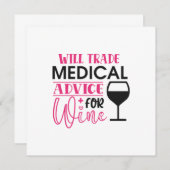 Nurse Gift Will Trade Medical Advice For Wine Invitation (Front/Back)