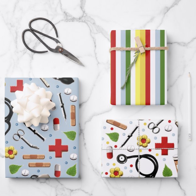 Nurse Gift Wrapping Paper Sheets (Front)