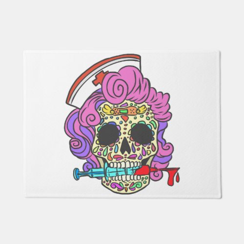 Nurse Gifts For Nursing Student Sugar Skull Nurse Doormat