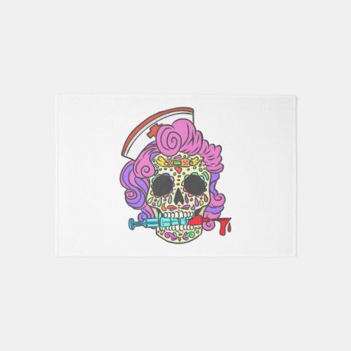 Nurse Gifts For Nursing Student Sugar Skull Nurse Rug