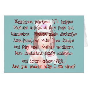 Nurse Gifts, "I'm Tired" Poem Cards