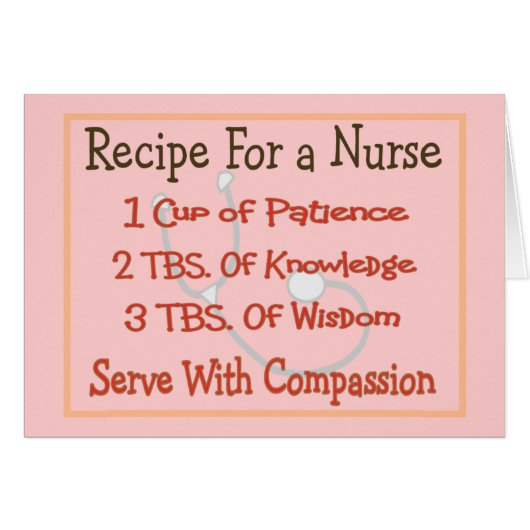 Nurse Gifts "Recipe For a Nurse" (Front Horizontal)