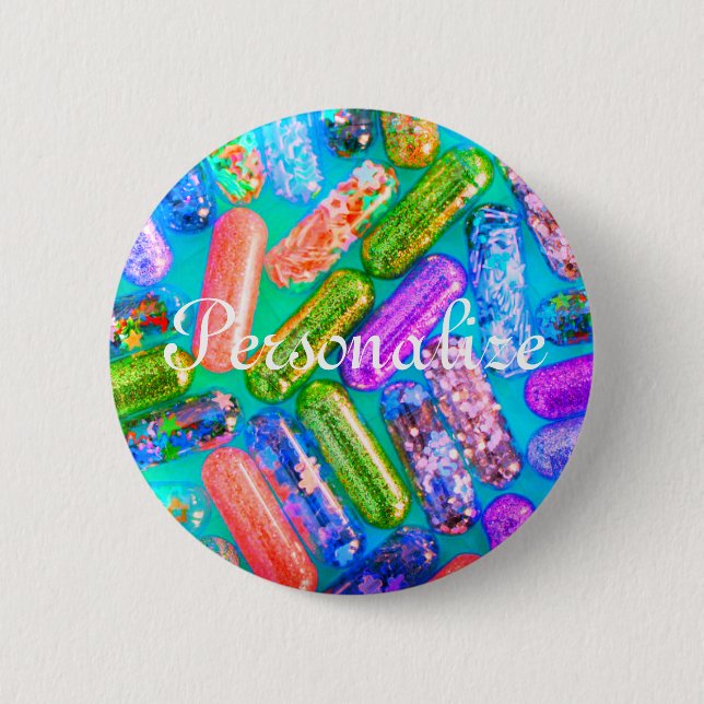 Nurse glitter look medication medical pills cute button (Front)