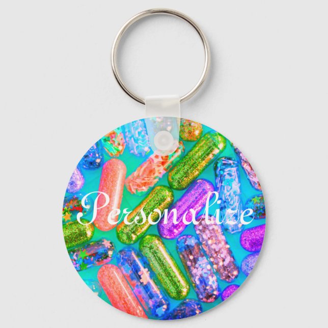 Nurse glitter look medication pills medical cute keychain (Front)