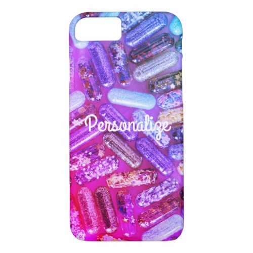 Nurse glitter medication pill purple pink cute iPhone 87 case