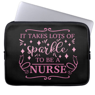 Nurse Graduate Elegant Pink Girly Glitter Laptop Sleeve