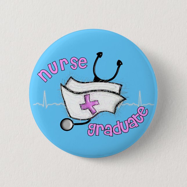 Nurse Graduate Gifts (Cap and Stethoscope Design) Pinback Button (Front)