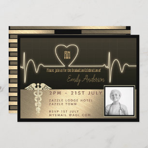 Nurse Graduate Invitation - Black Gold PHOTO