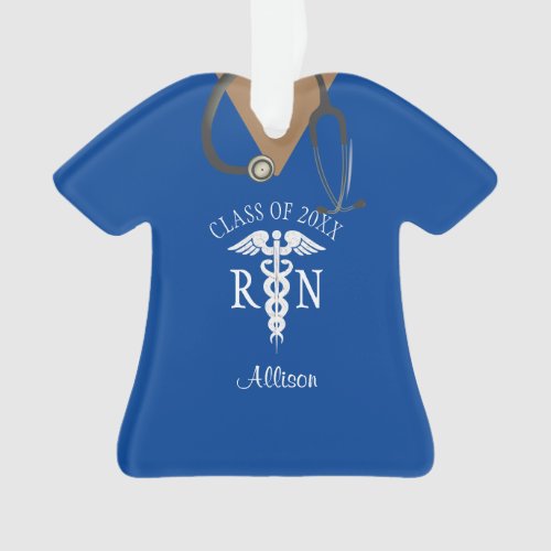 Nurse Graduate Medical Uniform Royal Blue Name Ornament