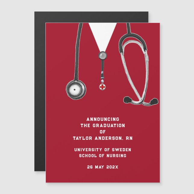 Nurse Graduation Announcement Red (Front/Back)