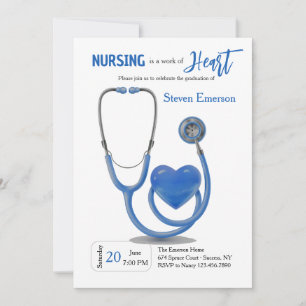 Nurse Graduation Blue Invitation