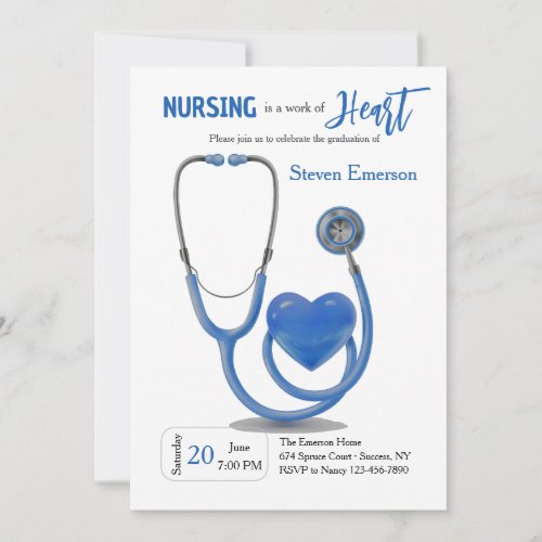 Nurse Graduation Blue Invitation 