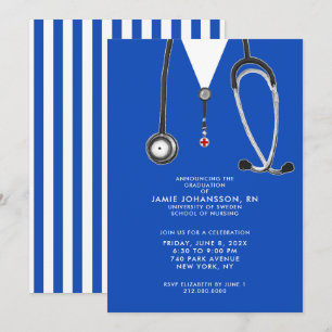 Nurse Graduation Blue Party Invitations