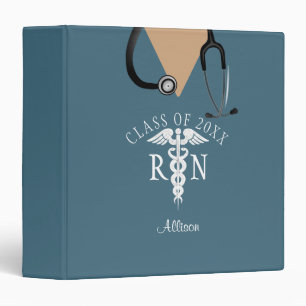 Nurse Graduation Blue Scrub Top Fun Personalized 3 Ring Binder
