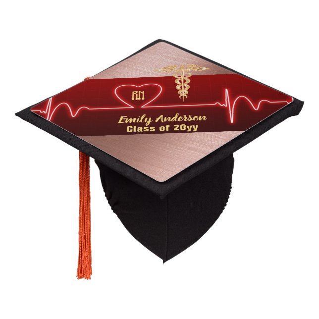 NURSE Graduation Cap Topper Personal ROSE GOLD (Angled)
