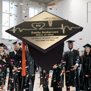 NURSE Graduation Cap Topper Personalized Blck Gold