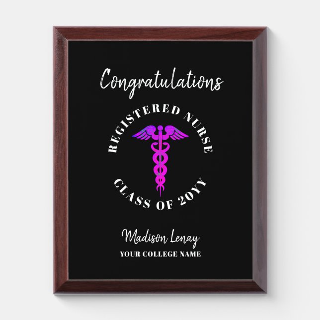 Nurse Graduation Congratulations Keepsake Name Award Plaque (Vertical)