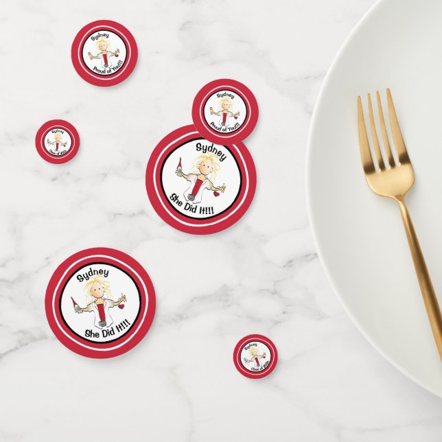 Nurse Graduation Female Cartoon Red White Party  Confetti (Group)